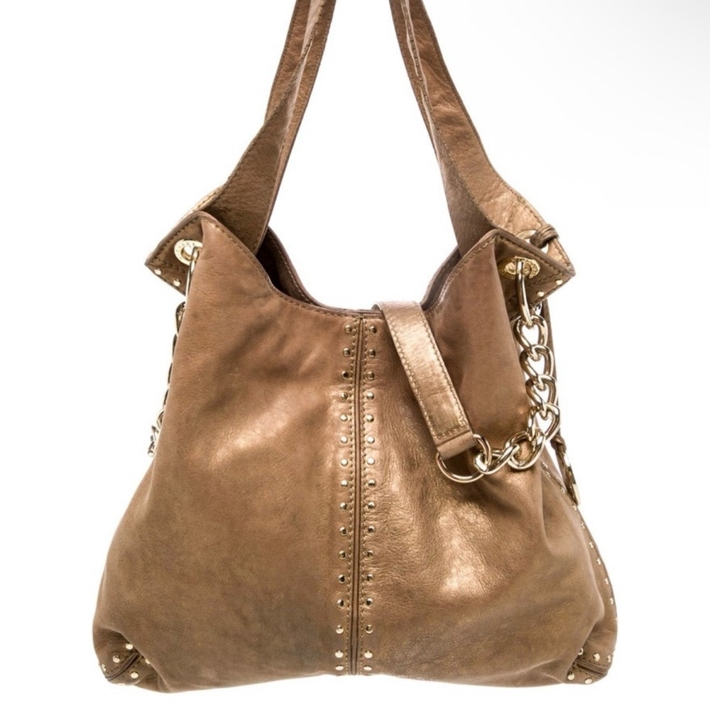 MICHAEL Michael Kors Delancy Studded Leather Hobo Bag Bronze Metallic